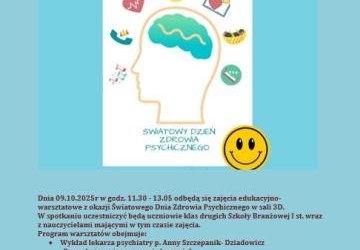 Zajęcia edukacyjno-warsztatowe z okazji Światowego Dnia Zdrowia Psychicznego