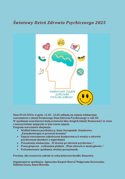 Zajęcia edukacyjno-warsztatowe z okazji Światowego Dnia Zdrowia Psychicznego